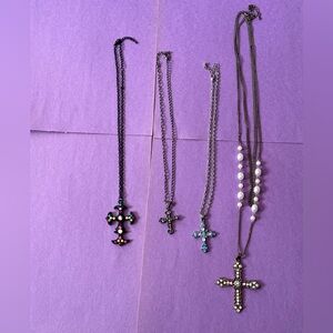 Fashion Colourful Crosses Costume Necklaces Lot of 4